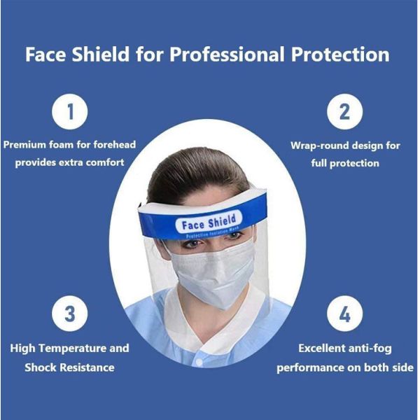 High Definition Antibacterial Face Shield PET Clear Face Visor