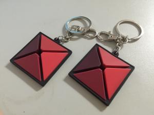 Renextop Entertainment Custom 3d Triangle Rubber PVC Keychain With Back Embossed Logo For Giveaway