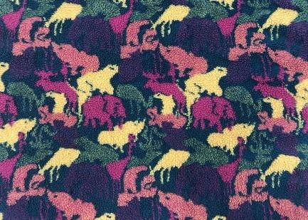 Quality 340GSM Soft Blanket Fabric / 100% Polyester Printed Woollike Sherpa Fleece Fabric Zoo for sale