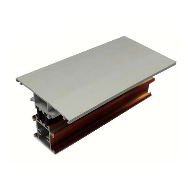 T Shape Wood Finish Aluminium Profiles Length Customized For Glass Doors