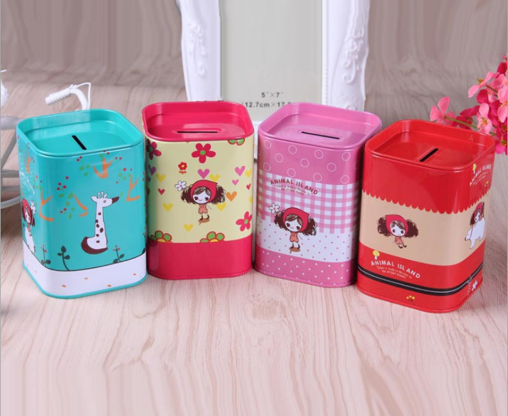 OEM Large Money Saving Tin 4 Color Tin Can Piggy Bank