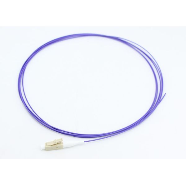 Optical Fiber Pigtail OM4 50 / 125 Simplex 0.9mm LC UPC With Violet Tight buffer 2M LSZH Jacket