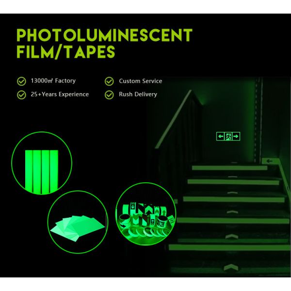 Glowing In The Dark Tape Luminous Photo Luminescent Paper Vinyl 8-10 Hours For Warning