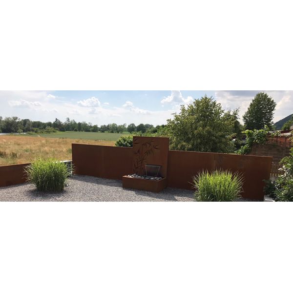 1500x1000x600mm Rustic Corten Steel Water Fountain With Laser Cut Screen Panel