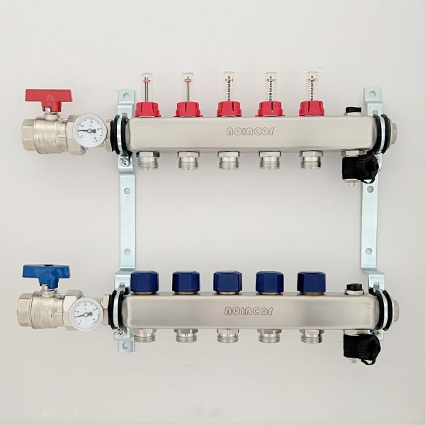 Stainless Steel Central Floor Heating Pipe Manifold , Pex Radiant Floor Heating Manifold Assembly