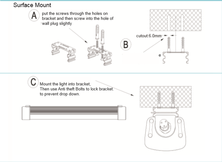 3000K - 6500K Tri Proof Led Light SMD2835 120° Beam Angle For Warehouse Facilities