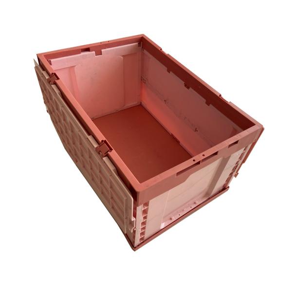 Quality Folding HDPE Plastic Storage Crate With Attached Lid for sale