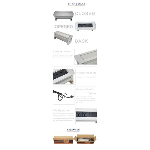 Customized multifunctional manual rotating hidden table power socket outlet