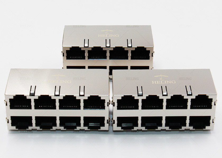 Tab Up Female Lan SMT Connector , Low Profile RJ45 Waterproof Connector