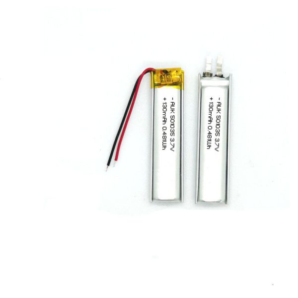 3.7V Polymer Lithium Ion Battery 501035 130mAh For Bluetooth Speakers, Dust Mite Removers, And Oral Irrigators