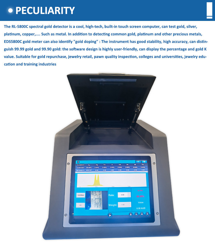 High Accuracy Electronic XRF Gold Testing Machine Precious Metal Analyzer for Analysis Range of 0.01% to 99.99%