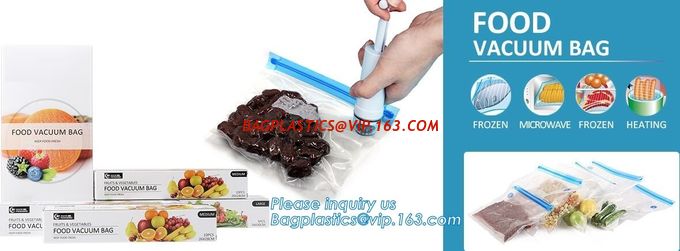 Embossing Resealable Vacuum Food Bags For Household Eco- friendly Texture Vacuum Food Storage Plastic Bag Rolls Moisture