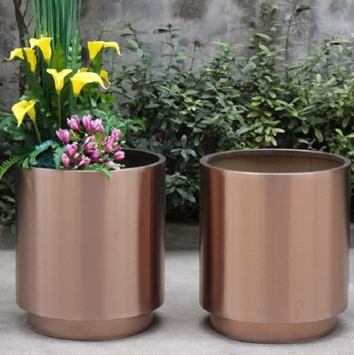 Outdoor brass copper golden hexagonal flower pot & planter