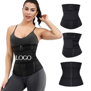 China Double Layered Waist Trainer Corset HEXIN 7 Steel Boned Zipper Belt for Abdomen Strengthening wholesale
