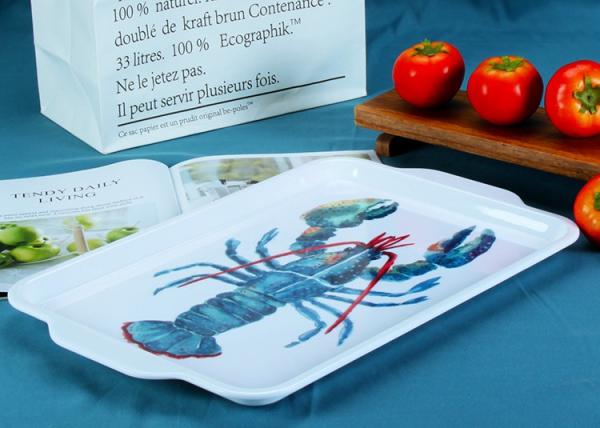Quality Odorless Melamine 16.75" Food Serving Tray With Handle for sale