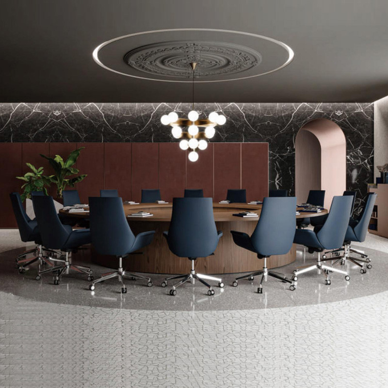 Classic Wood Customized Large Round Conference Table For 10 Seats Capacity
