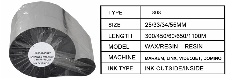 Ink outside 33mm width 450m tto printing for Videojet 6420 printer