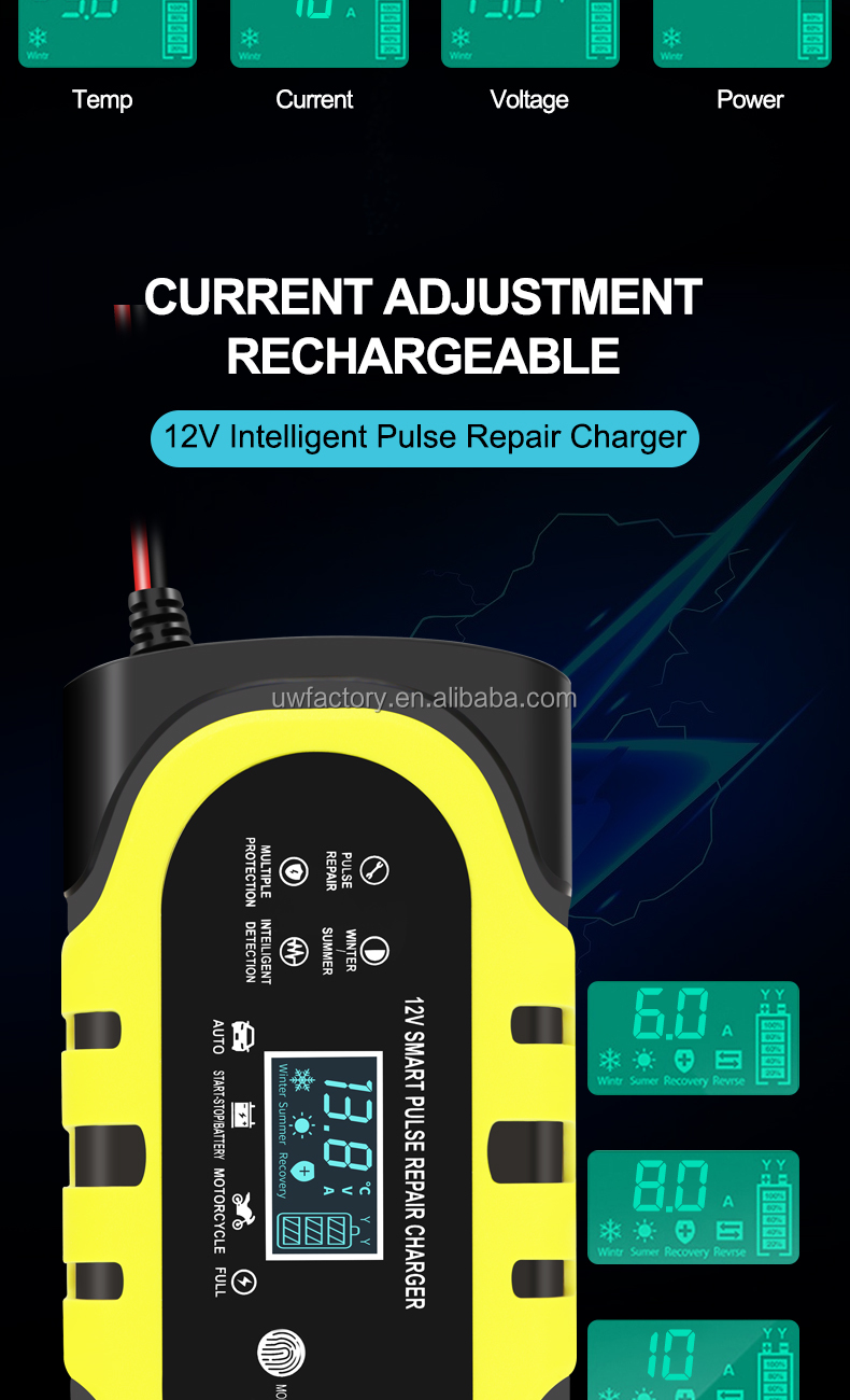 Fast Charging Speed 15W 12V 10A Motorcycle Car Battery Charger for EU Us UK Au Plugs 15W Automatic Identification
