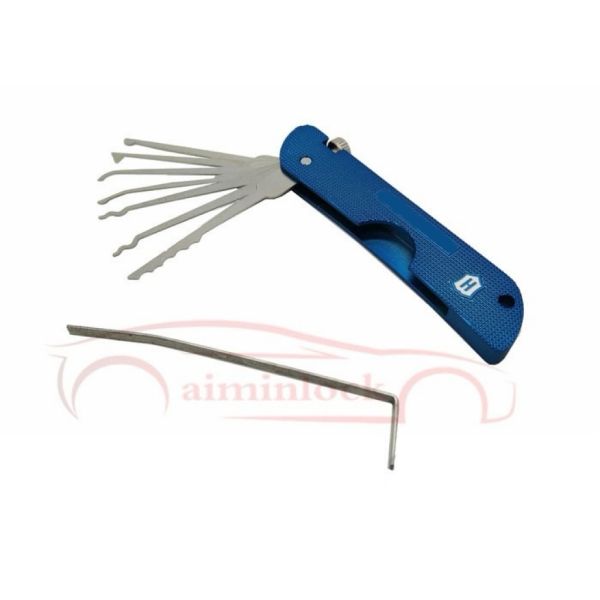 Foldable 7 In 1 Lock Picking Set Locksmith Tools Haoshi Fold Locksmith Tools (Blue）