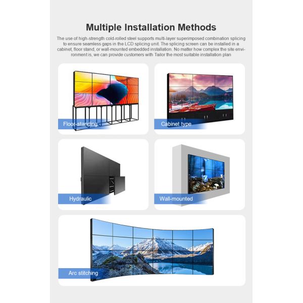 55inch Multi Function LCD Splicing Screen 9 screen tv wall 550cd/m2 For Advertising Display