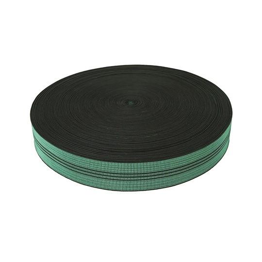 Quality 50mm Width PP Sofa Elastic Webbing Green Color With 3 Black Lines for sale