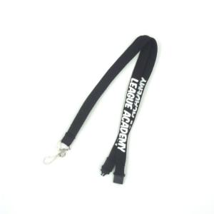 Personalized Black Custom Tubular Lanyards Printed Neck Strap With Swivel J Hook