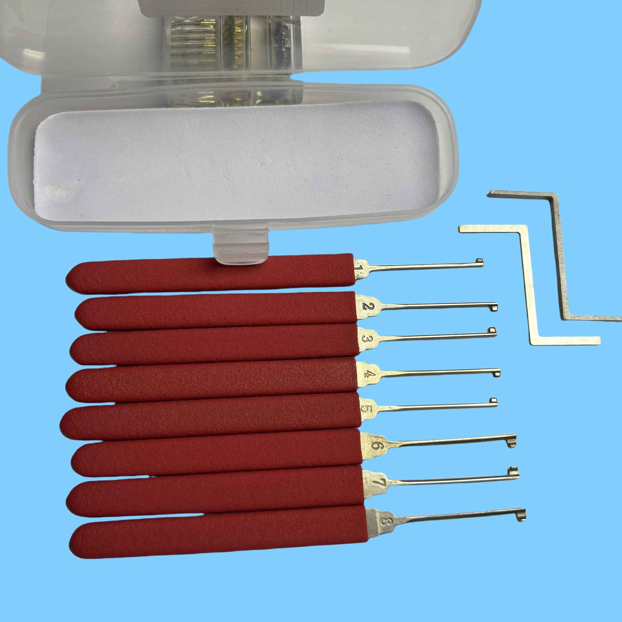 Exercise Hook Pick Tool Set 8pcs Door Picking Kit With Red Hadle