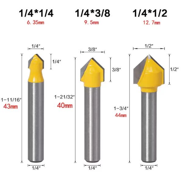 108 Degree Cnc Carving Bits 90 Degree V Groove Aluminium Cutting Router Bits