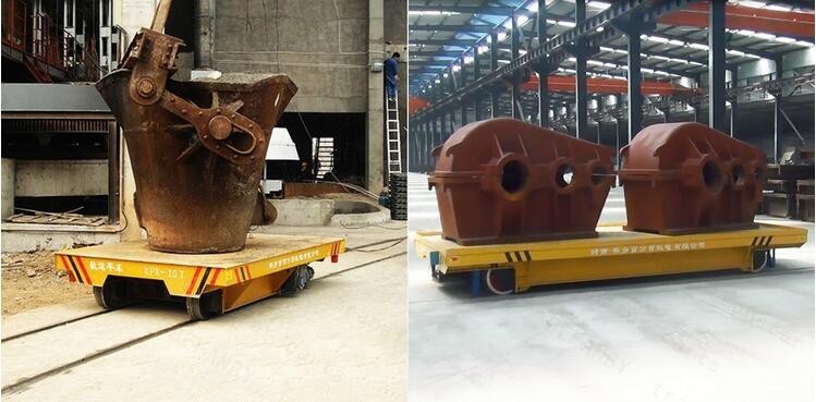 High Temperature Proof Material Handling Trolley , Molten Metal Motorized Rail Cart Anti Explosion