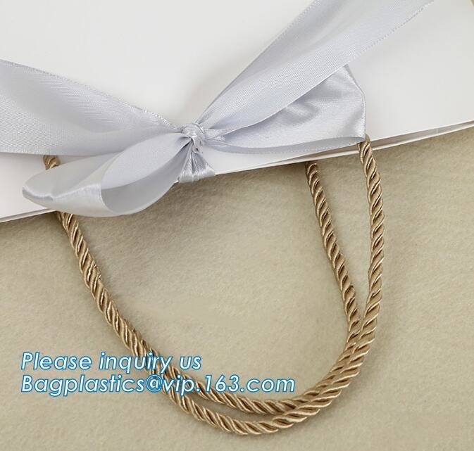 Customized Cut Printed Coated Paper Shopping Bag with Matt Lamination,rope handle custom logo printed white paper bag