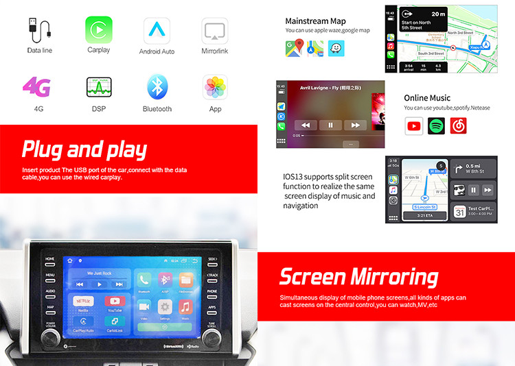 Plug And Play Auto Carplay AI Box Smart 4GB+64GB Wired To Wireless