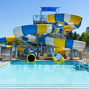 China Amusement Park Swimming Pool Water Play Equipment Fiberglass Spiral Slide Parts Big Water Slides wholesale