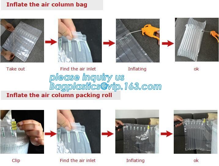 air column bag, dunnage cushion air bag, protective shock resistant cushion hand bag packaging, bottle Column Air Cushio