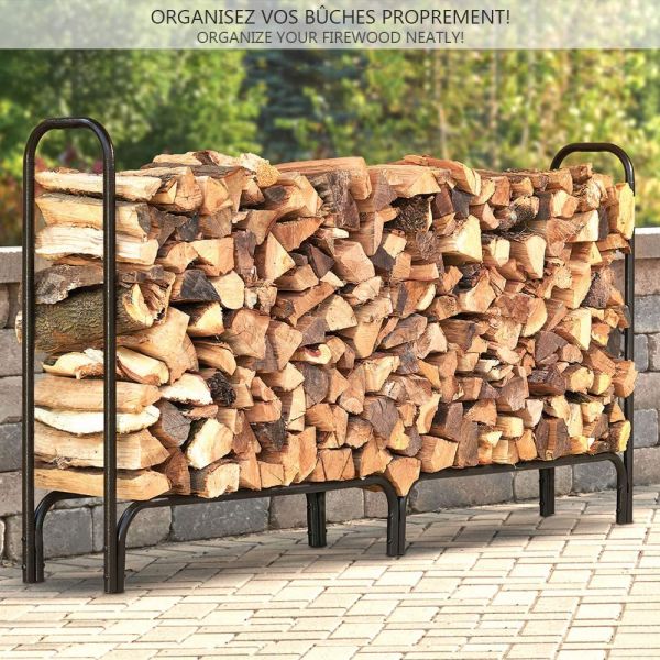 Indoor outdoor durable firewood holder accessories vertical wrought iron portable firewood log rack stand with cover