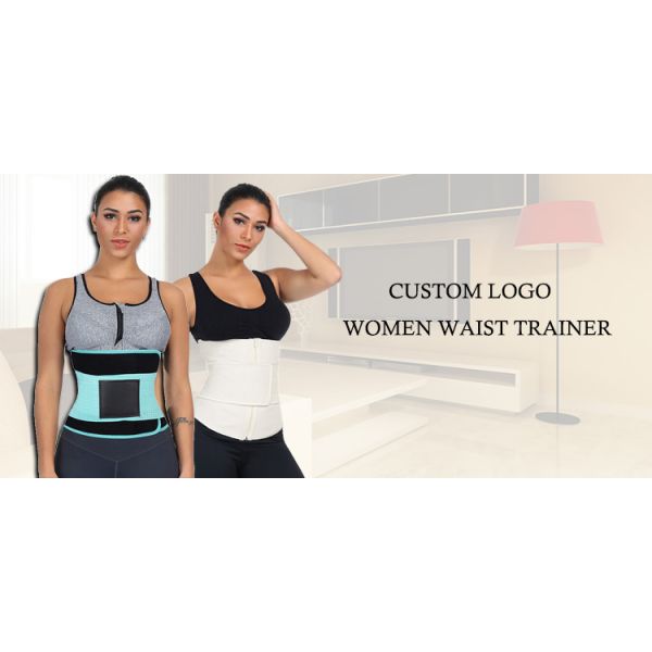 HEXIN Custom Print Logo Zipper Front Compression Double Belt Neoprene/Latex Waist Trainer Women For Lose Weight