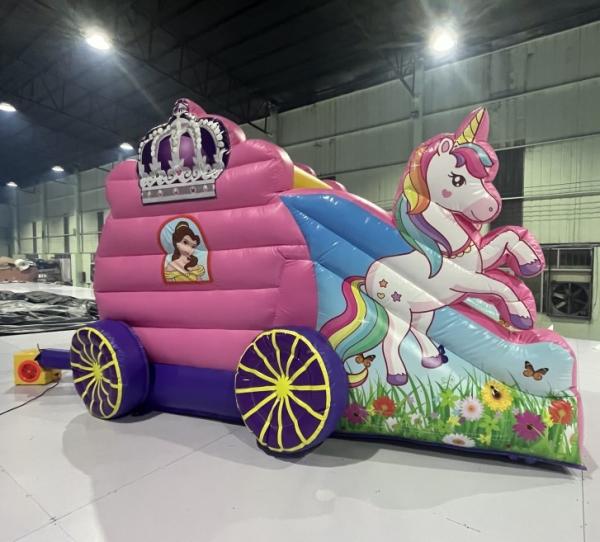 Quality Cartoon theme Inflatable Bounce House Slide Combo Unicorn Horse Bouncy Castle Slides for sale