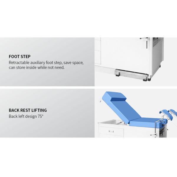 2 Function Medical Obstetric Exam Couch Manual Hospital Delivery Operation Gynaecological Table With Cabinet