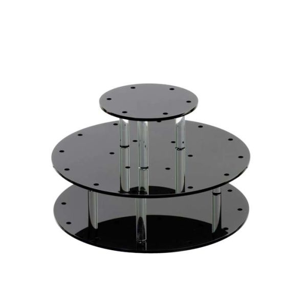 Round 3 Layer Acrylic Cake Stand , Clear / Black Acrylic Candy Display
