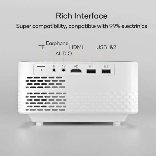 Q5 White Mini 1080P Projector Android 9.0 Smart Compact Projector