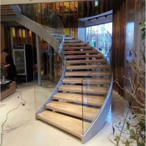 Spiral Rotating Stairs glass Balustrades Handrails Curved Tempered For Stairs