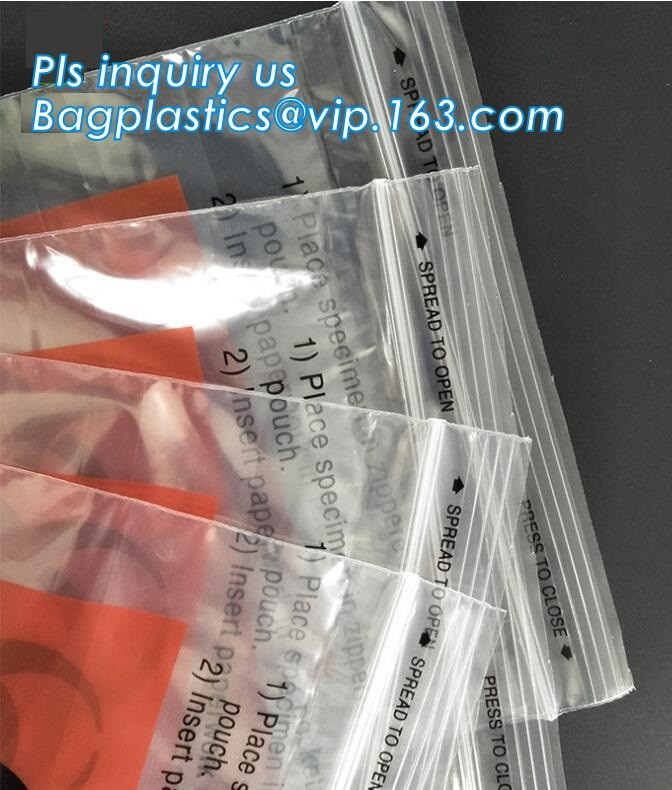 biohazard specimen Zip lockk bag with pocket, recycled custom printed ldpe 3 layers specimen bag Zip lockk bag, pac, pacrite