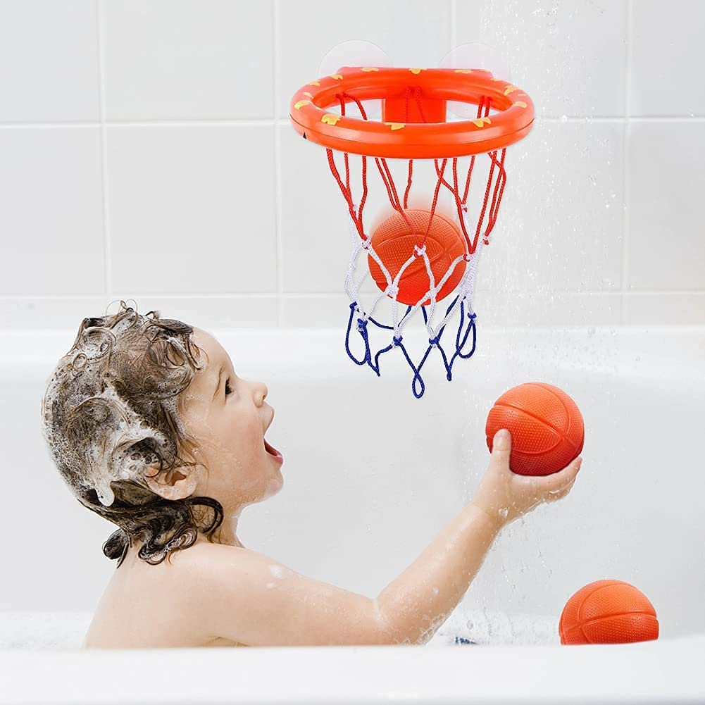 Bathtub Basketball Hoop for Toddlers Kids Boys and Girls 4 Soft Balls Set Suction Cup