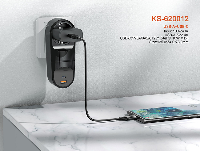 EU Socket PD18W 5V2.4A Mobile Cable Charger ODM USB Power