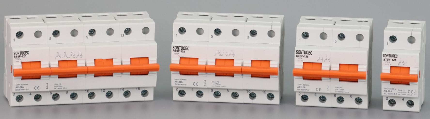 2P 63A MCB Type Electrical Isolator Switch Sontuoec Manual Change Over Switch