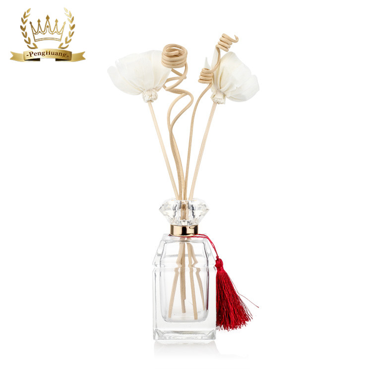 Home Decorative OEM Diffuser Glass Bottle Empty 80ml With Crystal Cap