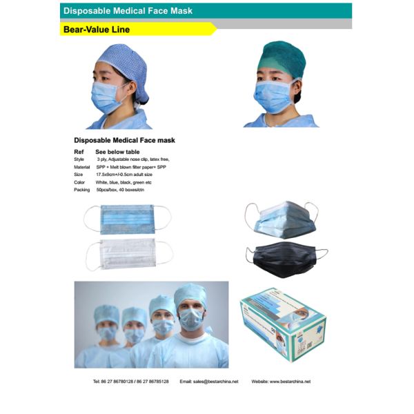 EN14683 3Ply Disposable Medical Face Mask For Adult Protection