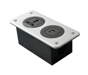 2018 New Aluminum Panel Socket with Universal power and USB charger for table /wall mounting