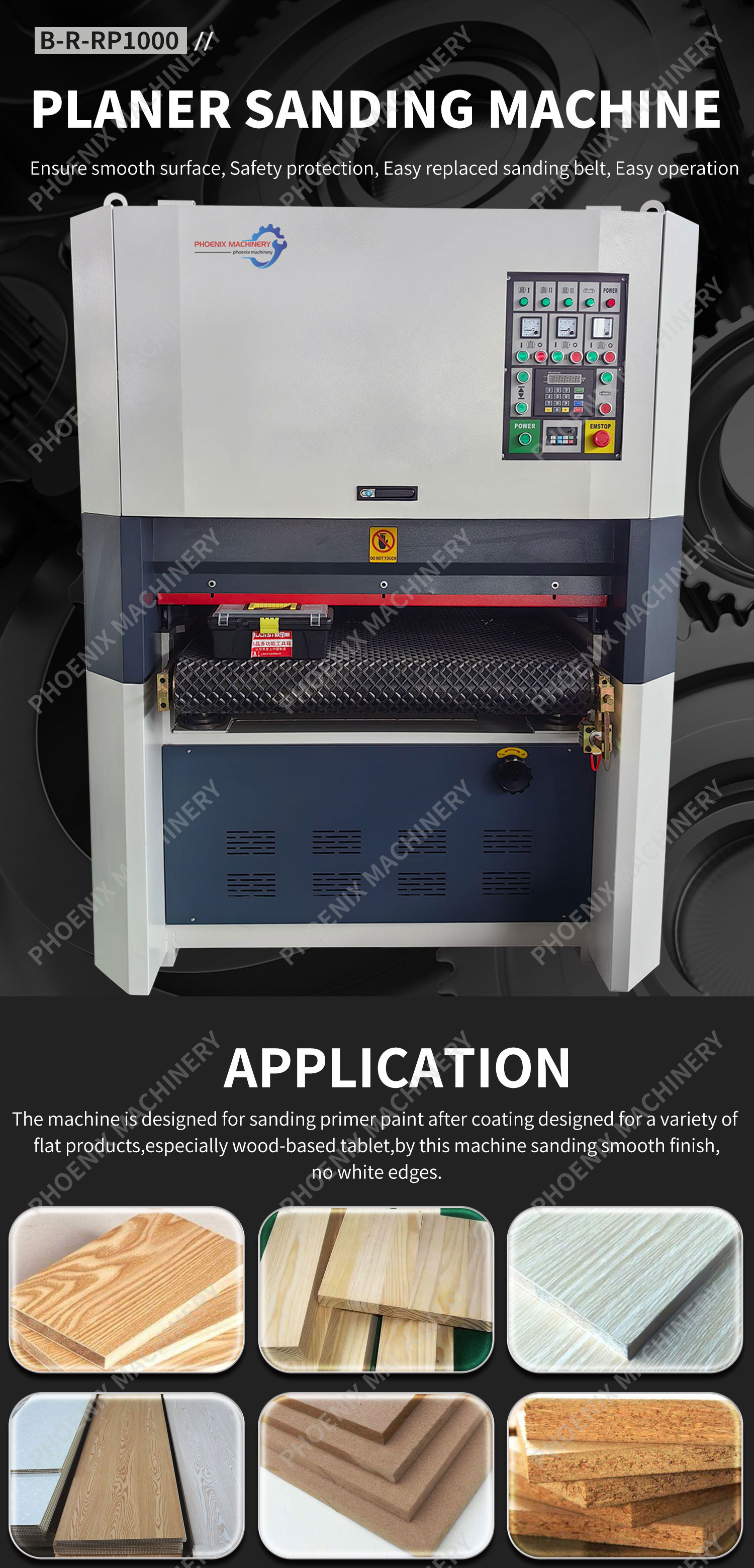 2700 KG Semi-automatic B-R-RP1000 Wood Door Planer Sander Machine with 1000mm Width