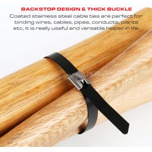 Polyester Coated 304/316 Stainless Steel Cable Ties, Epoxy Coated Metal Cable