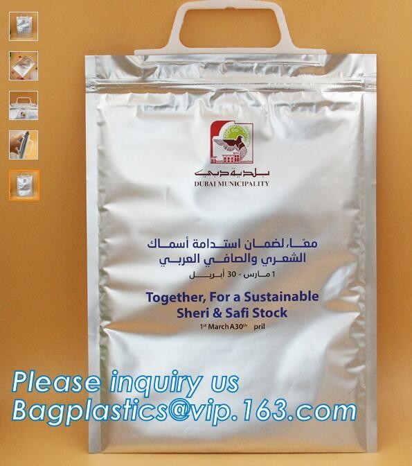Custom Packing Aluminum Foil Zip-Lock Grocery Handle Thermal Insulation Cooler Bag For Outdoors,Promotional Insulated La